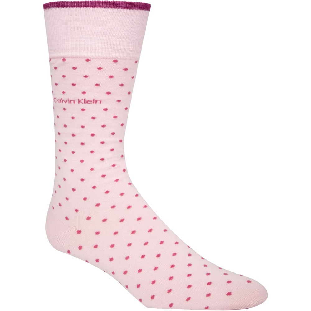 Calvin Klein Mens One Size Egyptian Cotton Giza Pindot Crew Socks Rosa Pink 2232